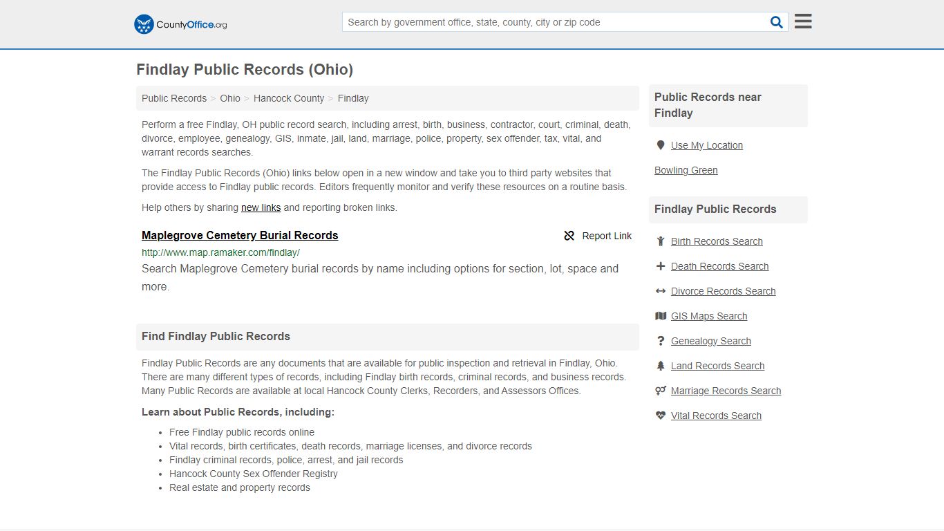 Findlay Public Records (Ohio) - County Office