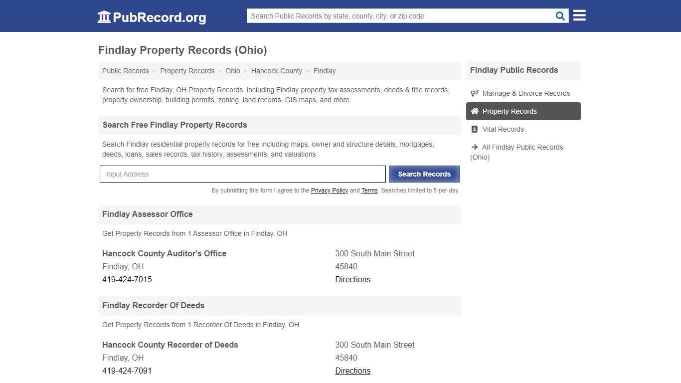 Free Findlay Property Records (Ohio Property Records) - PubRecord.org